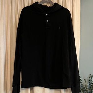 Men's Black Polo Ralph Lauren Long Sleeve Hooded Shirt